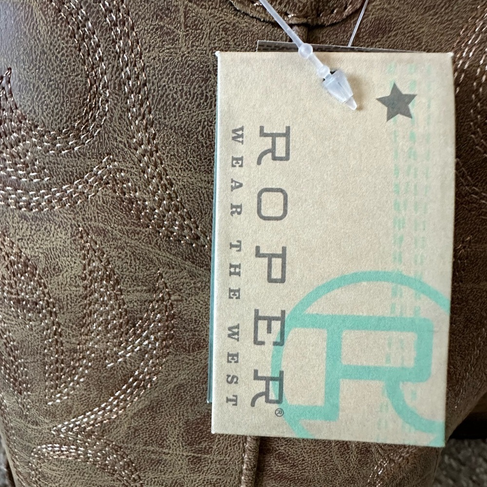 NEW Roper Riley Women's Tan Embroidered Snip Toe Western Boots Size 8 - Picture 10 of 15